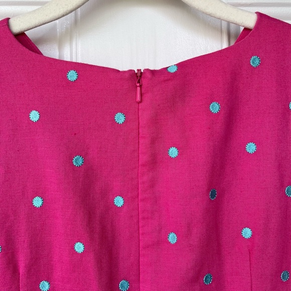 •Talbots Kids• Sleeveless Linen Blend Polka Dot Dress - Size 14 - Picture 6 of 9